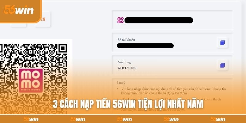 3 cách nạp tiền 56WIN tiện lợi nhất năm